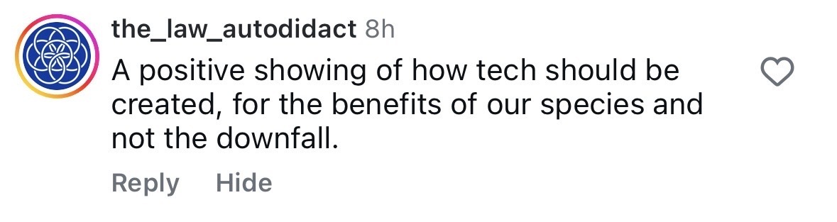 A positive showing of how tech should be created